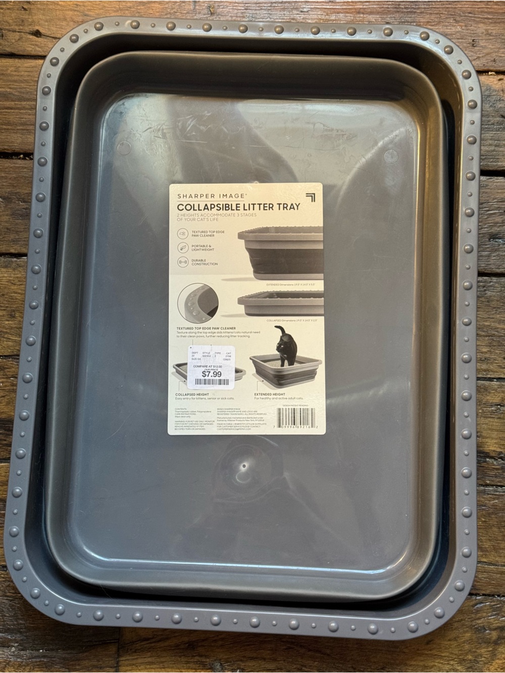 Sharper Image Gray Collapsible Cat Litter Tray